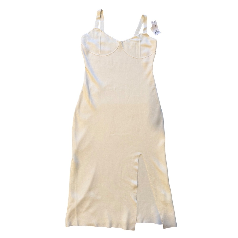 Abercrombie & Fitch Cream Knit Bustier Midi Dress Tall Medium NWT Slit